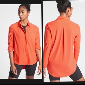 Athleta Women's Vibrant Orange Button-Down Shirt